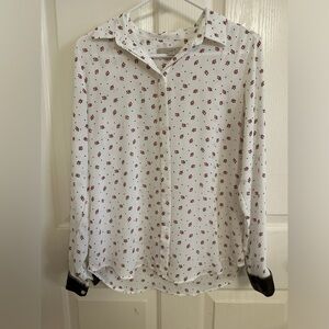 Loft button down velvet green cuff Sz Small